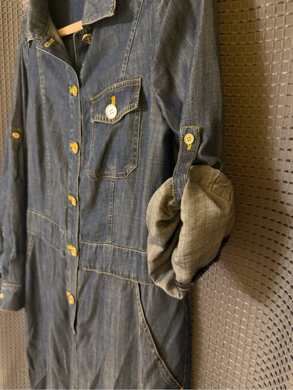 Tommy Hilfiger Denim Shirt Dress with Gold Buttons - Picture 4 of 6